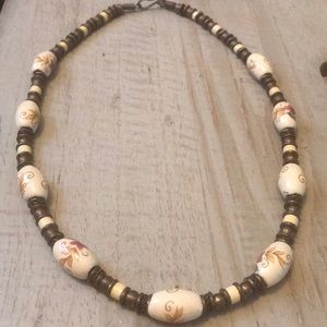 Beautiful VTG Necklace Ceramic Floral Beads